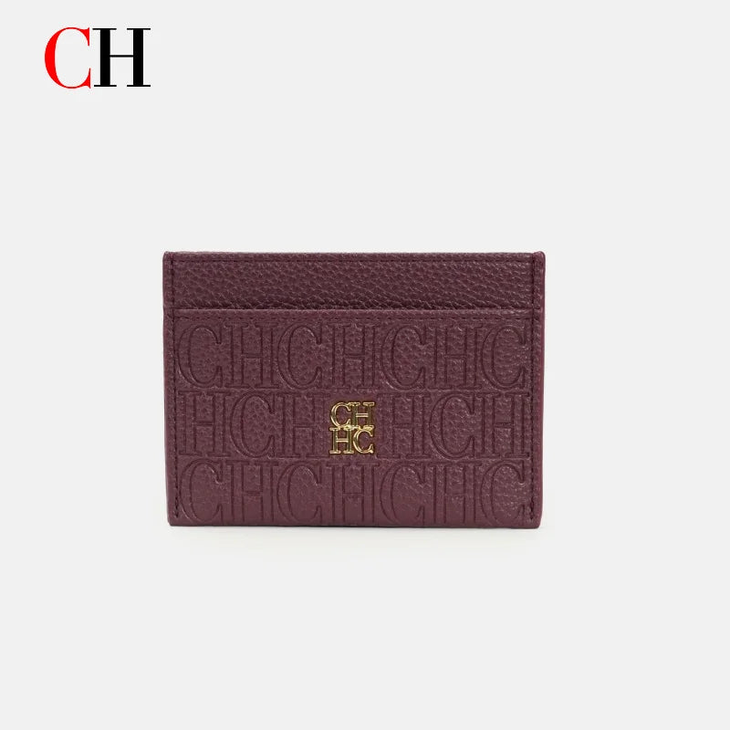 New Fashion CH Embossed Card Holder Slim Minimalist Credit Card Wallet for Women & Men Portable ID Card Case with Multiple Slots
