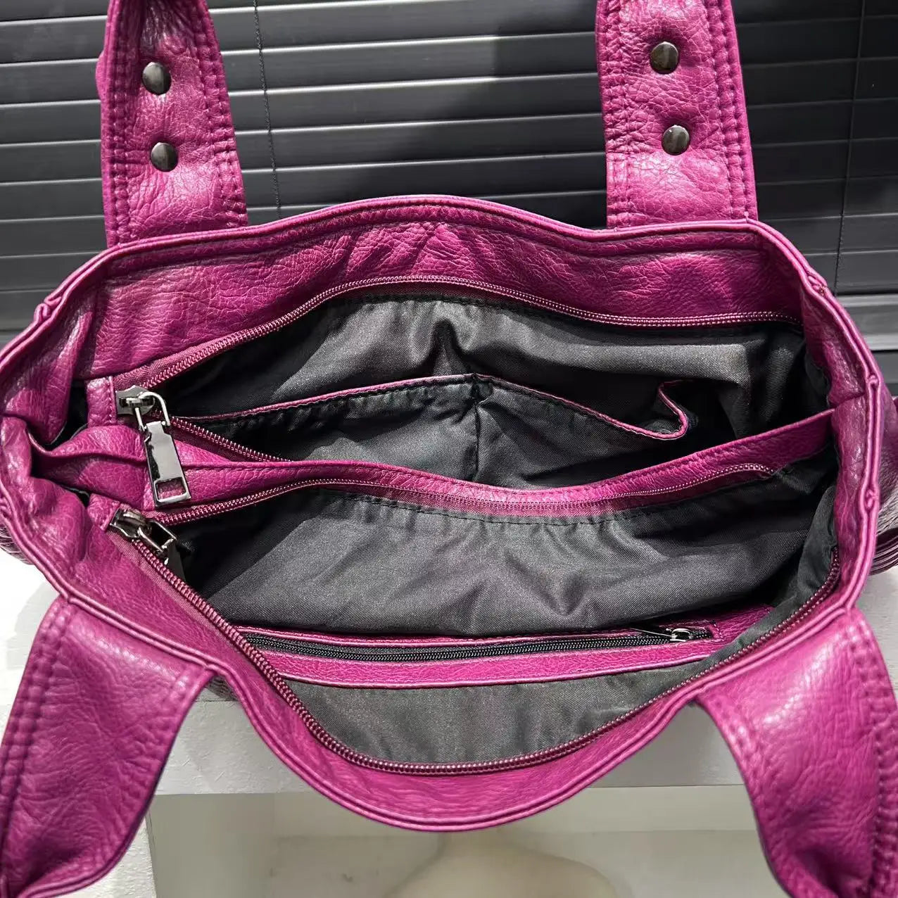 Ladies' Fashion Street Y2K Hot Girl Washed Used Motorcycle Bag Large Capacity Retro Single Shoulder Handbag