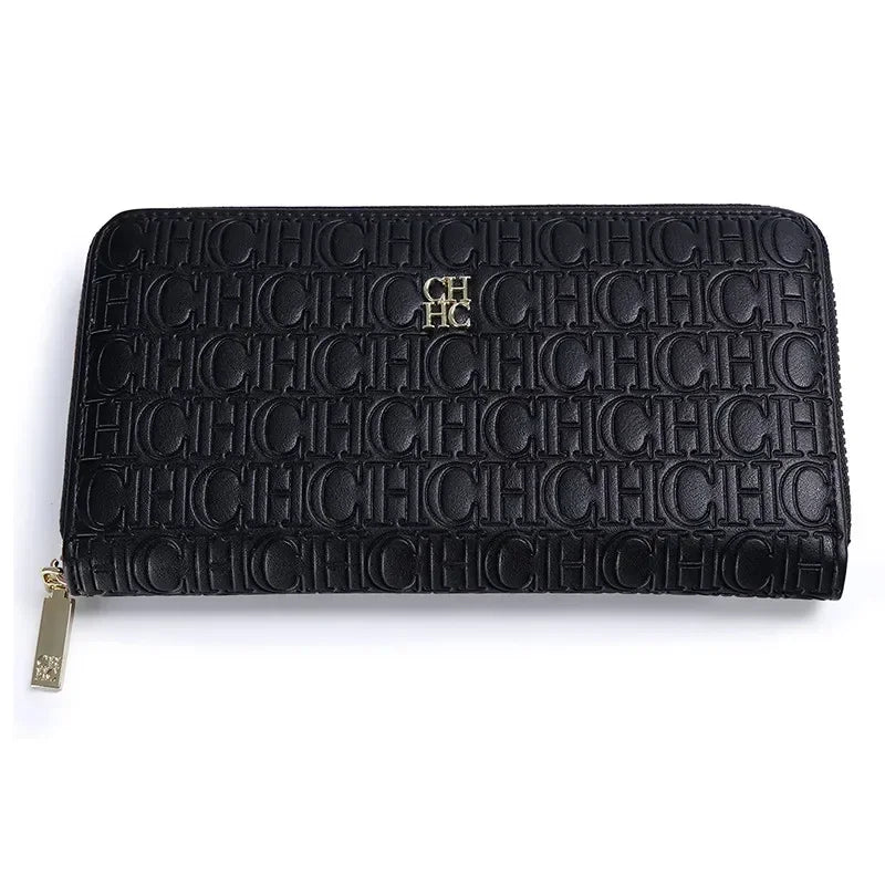 CH Women's Luxury Handbags Compact Wallet Minimalist Design with Embossed Initials Women's Coin Purse Portable Leather Wallet