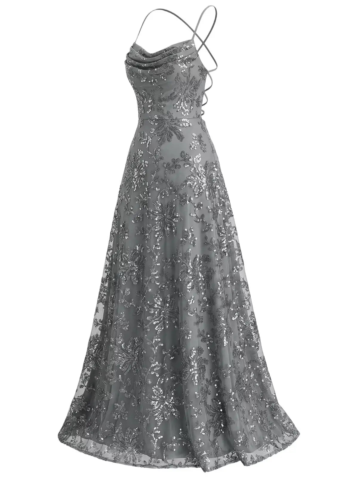 Lace Sequin Backless Spaghetti Strap Long Prom Dresses Women 2026 Sparkly Pleated A Line Formal Evening Ball Gown Party Dresses