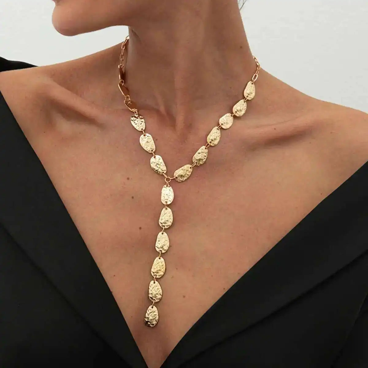 Salircon Vintage Irregular Baroque Y-shaped Necklace Women 2025 New Simple Geometric Pendant Necklace Daily Jewelry Accessories