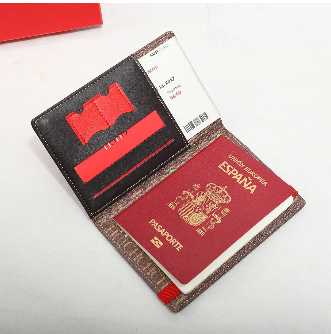 CH Passport Holder Stylish Patterned Design Passport Cover Multi Function Card Pocket Travel Document Organizer Travel Essential