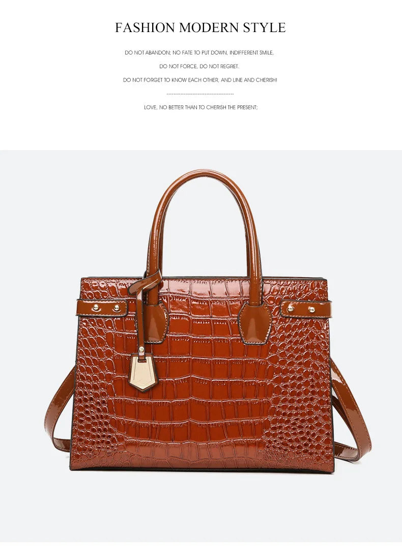 Retro Ladies Three-piece Set Mother-daughter Crossbody Bag Crocodile Pattern Texture Single-shoulder Hand-held Diagonal Bag