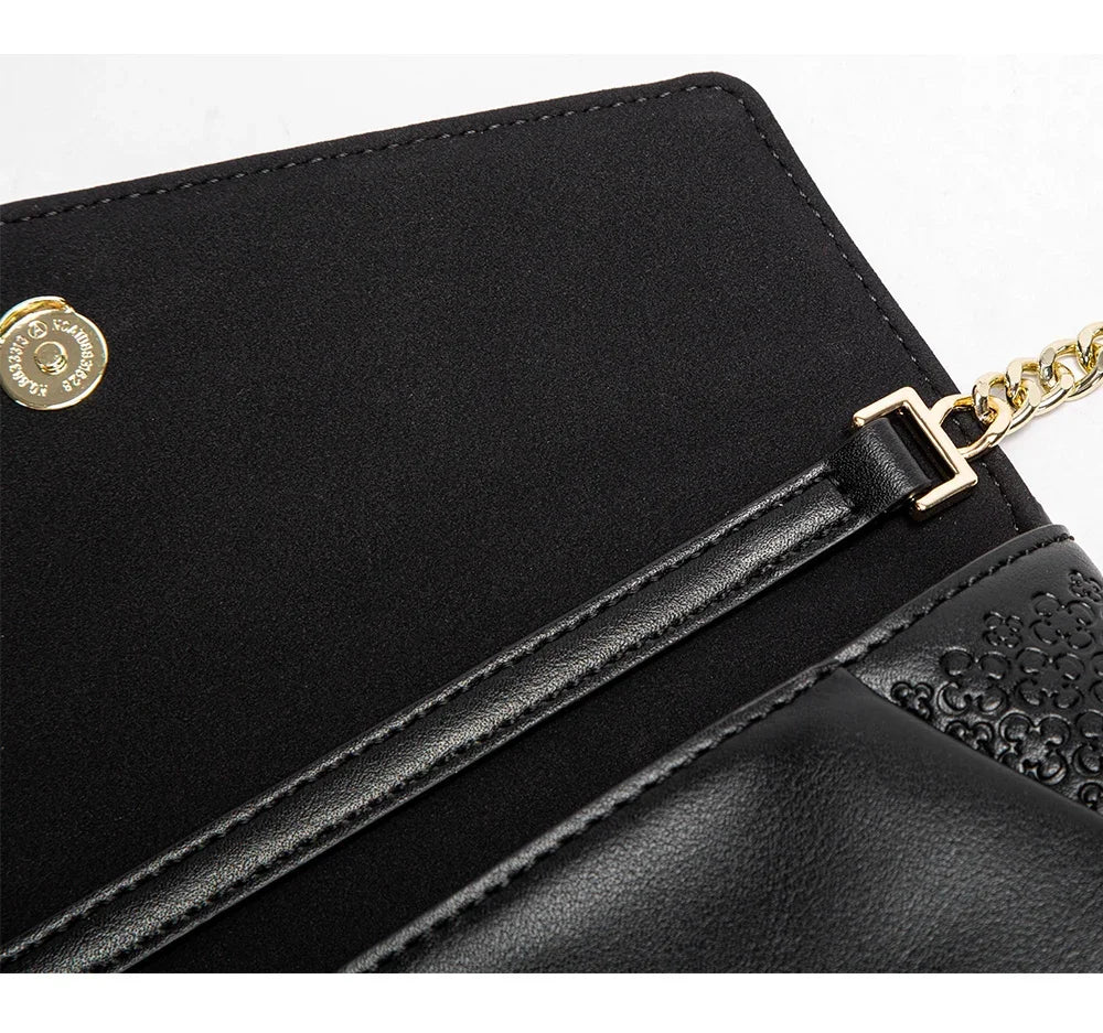 CH Women's Crossbody Bag Stylish Textured Leather Clutch Gold Chain Logo Detail Evening Party Purse Must Have Hot Sale