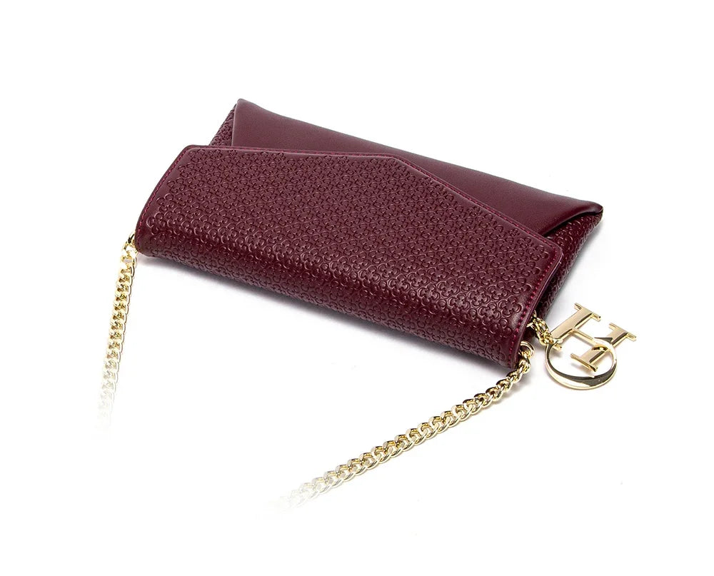 CH Women's Crossbody Bag Stylish Textured Leather Clutch Gold Chain Logo Detail Evening Party Purse Must Have Hot Sale