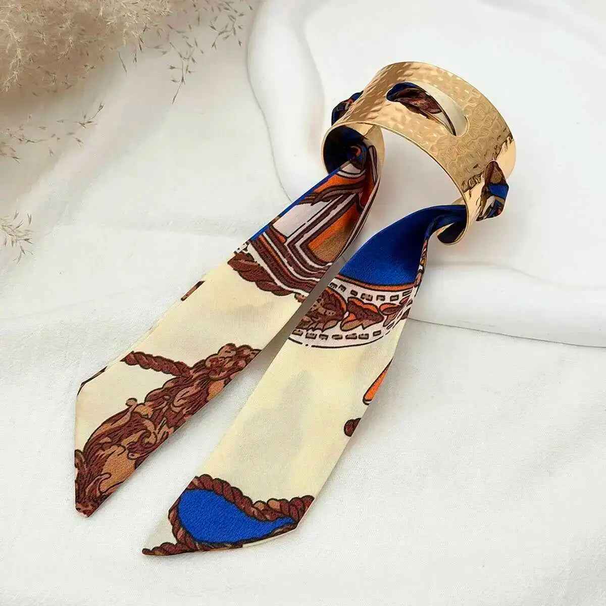 Salircon Creative Colorful Ethnic Style Wristband Metal Bracelet Women Classic Pleated Scarf Wrapped Open Bangles Jewelry 2026