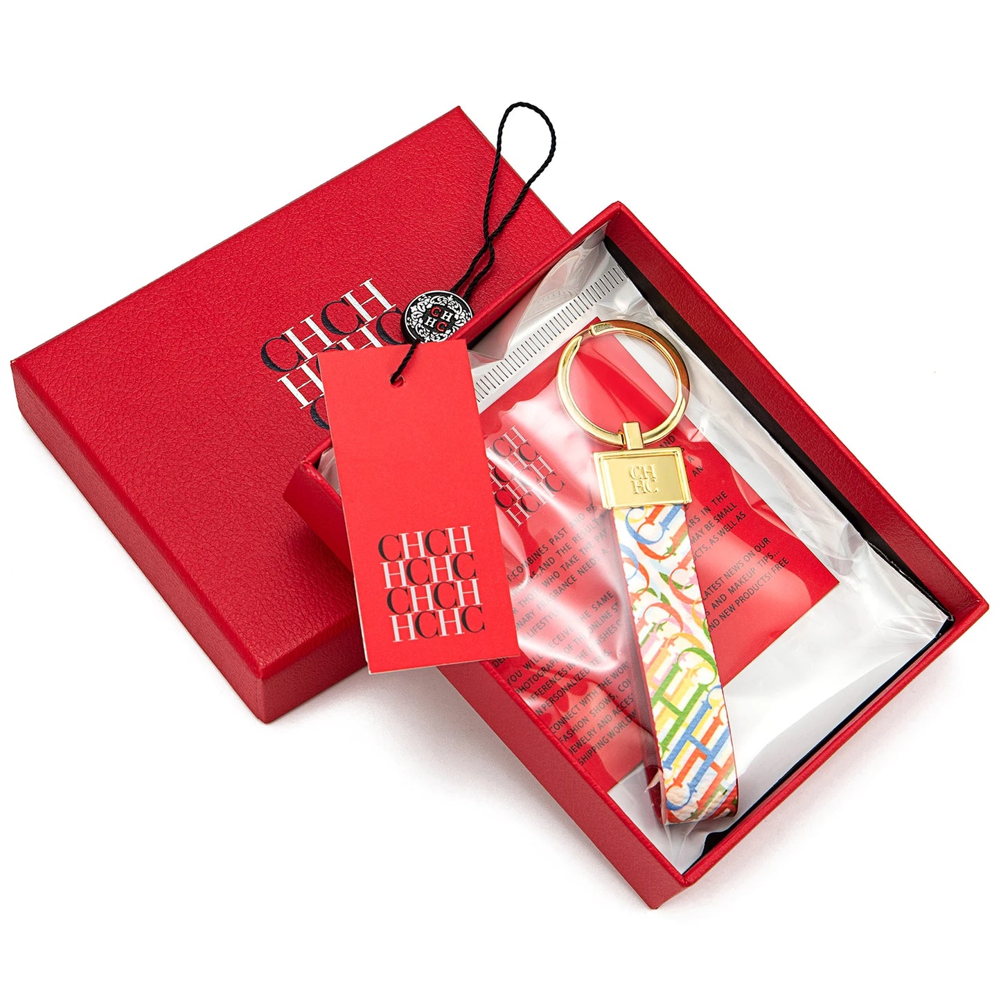 CH Niche High-end Keychain Leather Keychain Unique Printing Design Fashion Keychain Simple and Exquisite Style Gifts