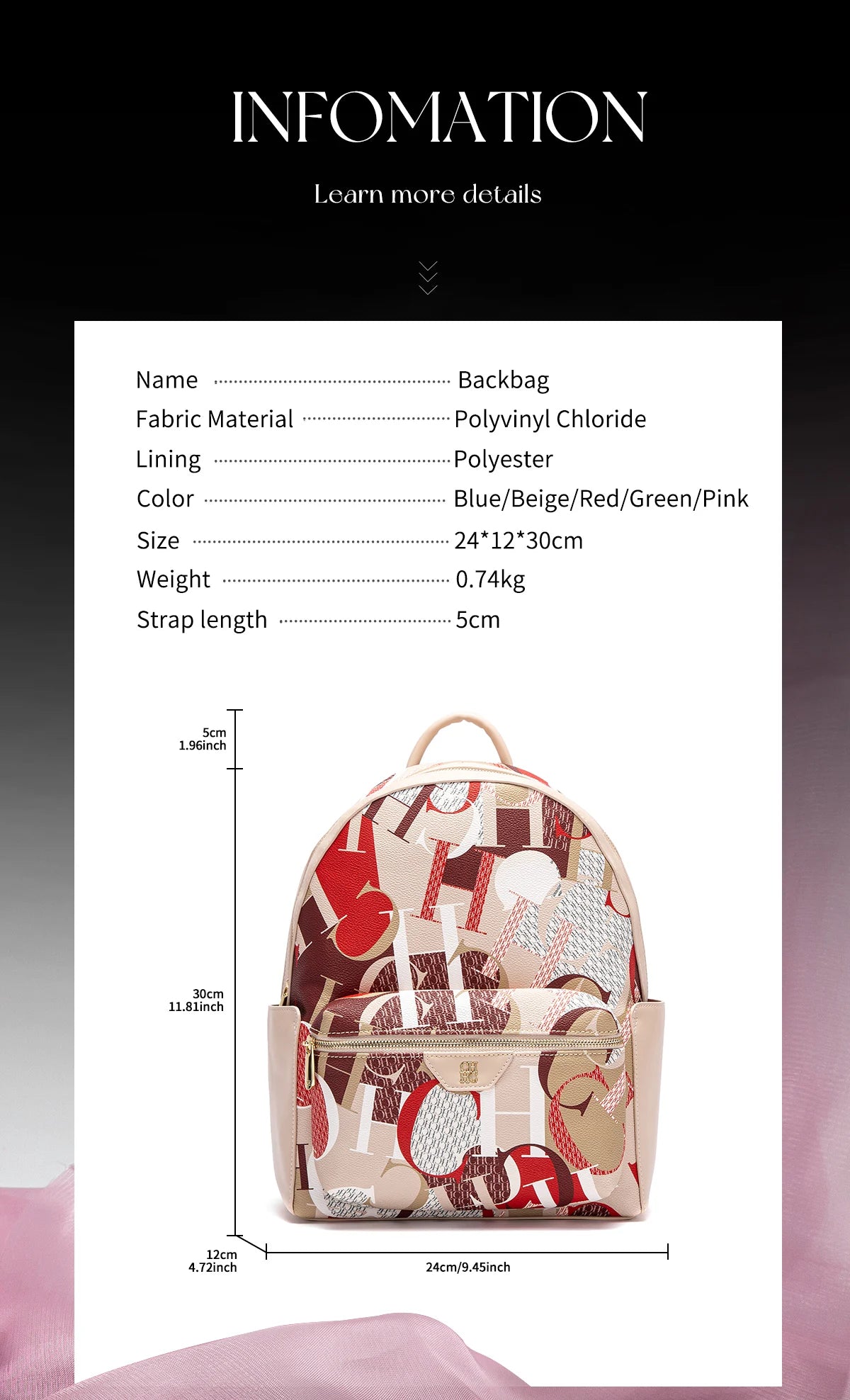 CH Unique Printed Design Women's Backpack Rugged Backpack Fashion Women's Backpack New 2025 Large Capacity Printed Travel Bag