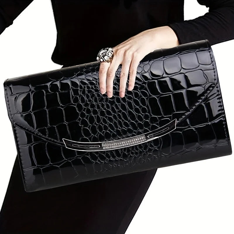 Patent Leather Chain Clutch Bag