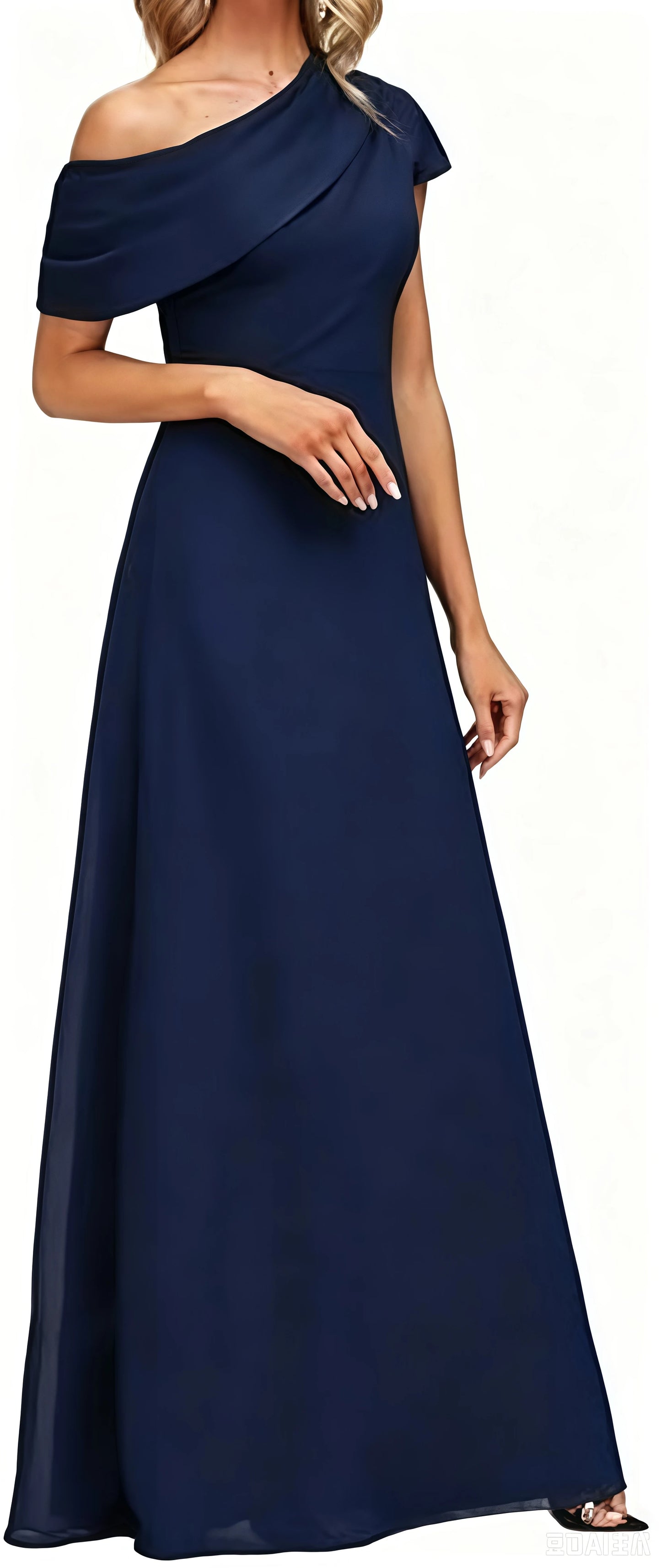 Women's Formal Mother of The Bride Dress Long Floor Length One Shoulder Evening Gown for Wedding Party Cocktail Garden Prom Ball