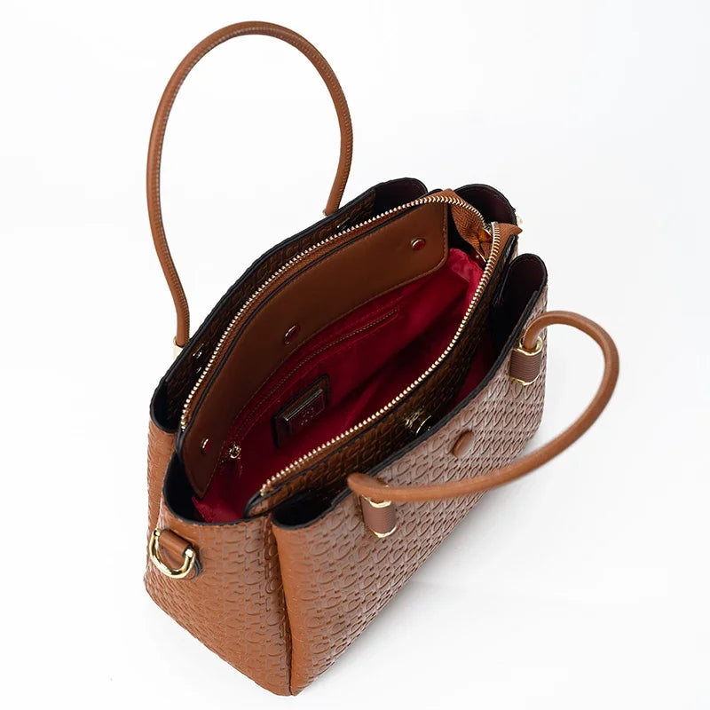 High Quality Metal Connection Brand Monogram Print Vintage Fashion Women's Tote Bag Large Capacity Commuter Versatile Tote Bag