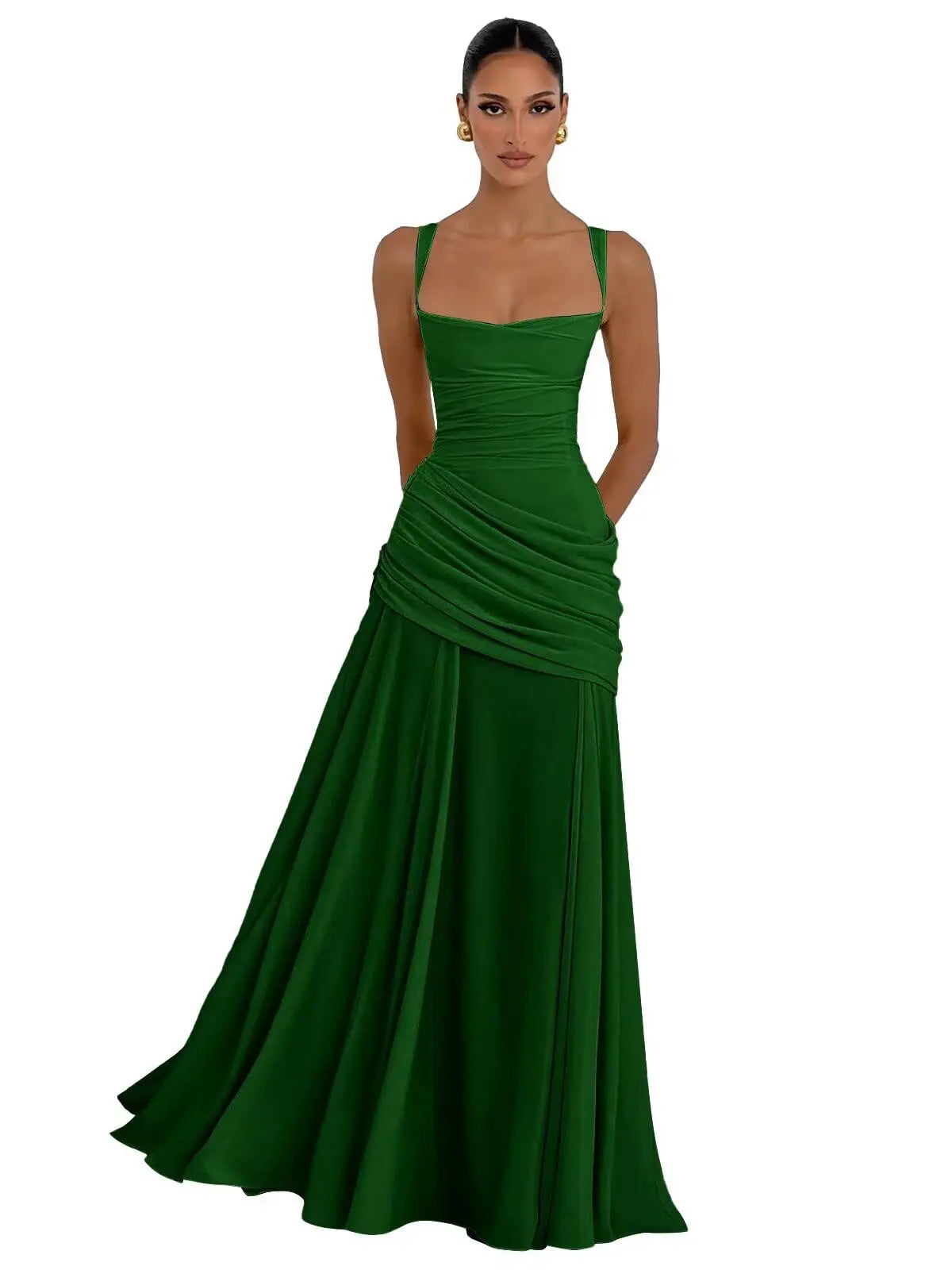 Elegant Chiffon Prom Dresses for Women Spaghetti Straps Long Bridesmaid Dress Square Neck Formal Evening Party Gowns