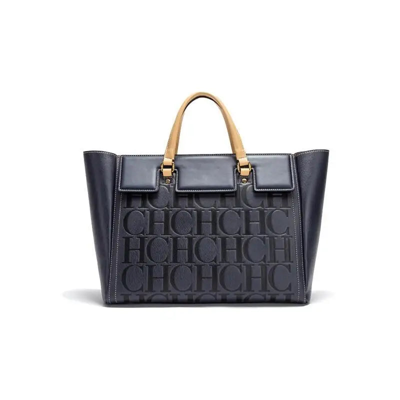 CH Embossed Detail Tote Women Trendy Handbag Top Handle Shoulder Shopper Urban Street Style Everyday Use