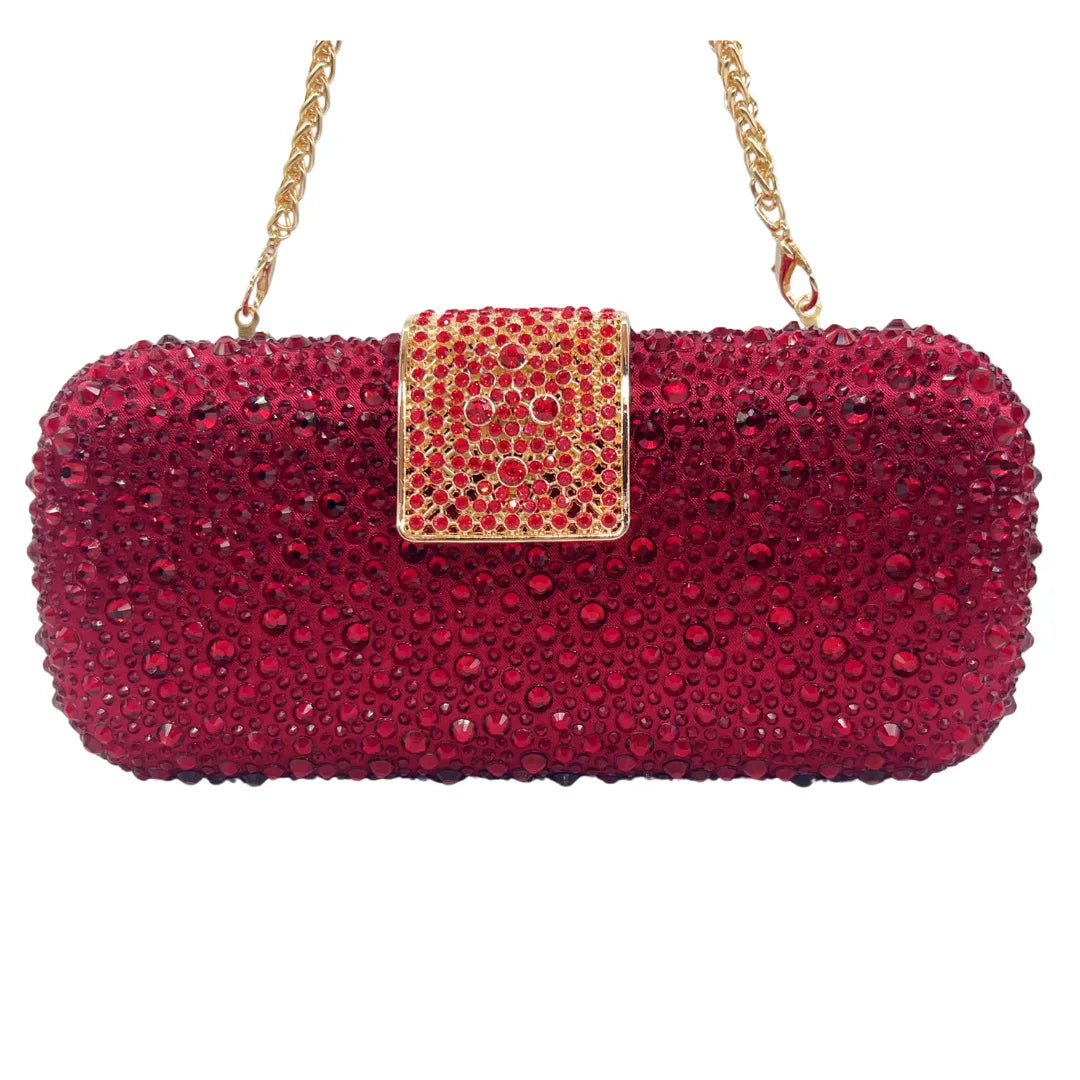 XIYUAN Women Green Crystal Evening Clutch Bag Glittering Purple Rhinestone Handbag Wedding Party Purse Full-diamond Bridal Bags