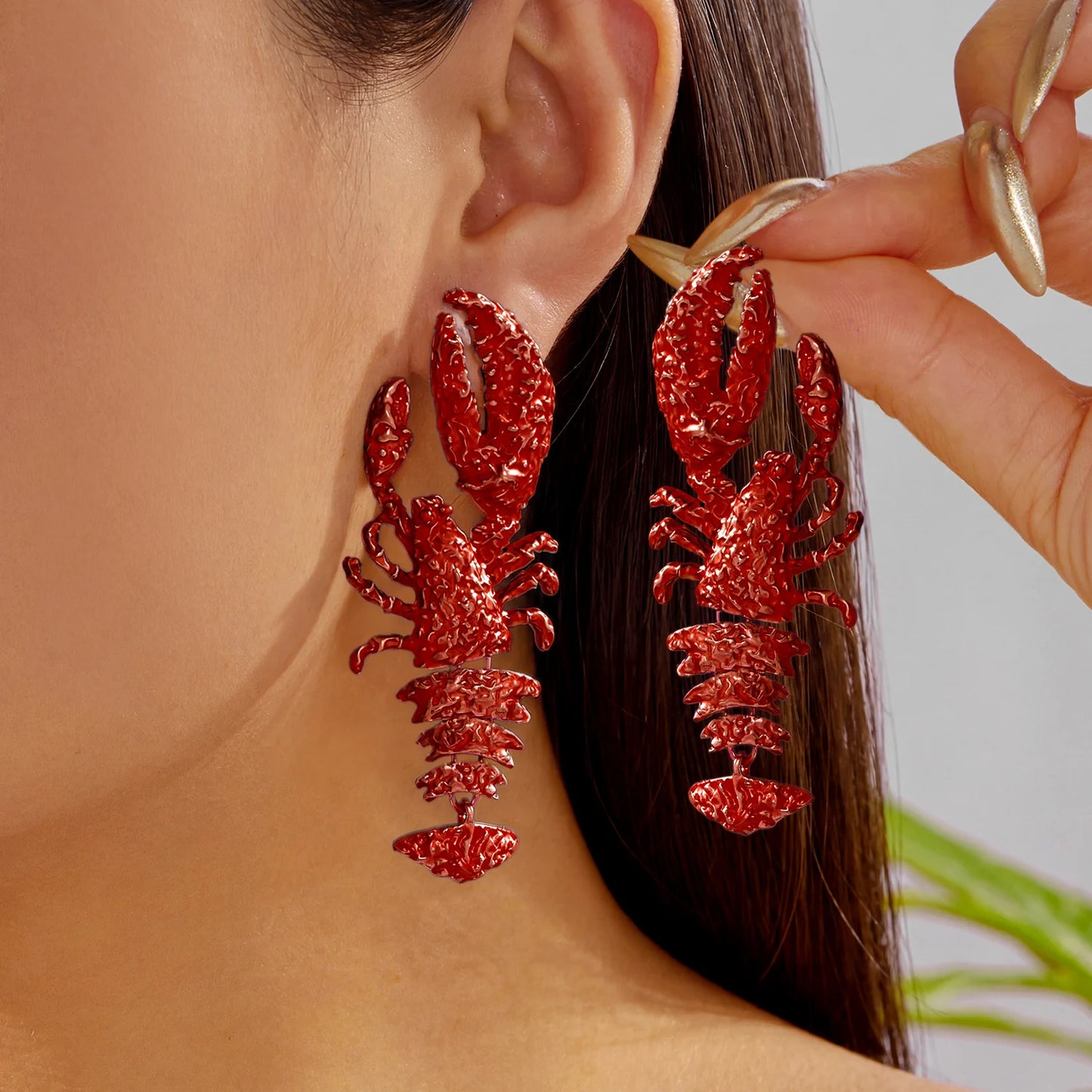 Personality Splicing Lobster Earrings for Women Metal Starfish Shell Animal Dangle Earrings Summer Beach Holiday Party Jewelry
