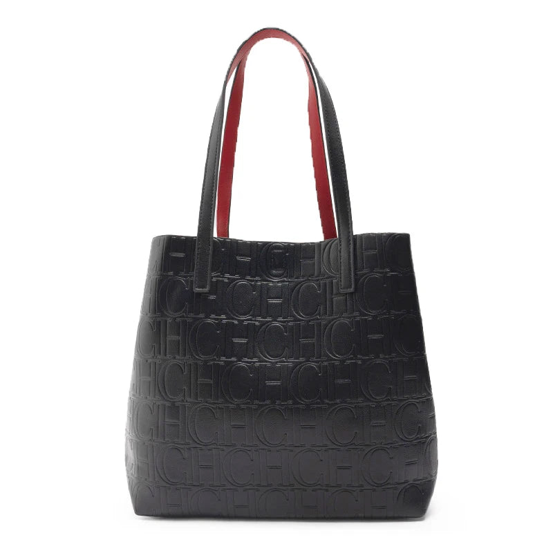 CH High Quality Fashion Ladies Shoulder Bag Senior Sense Pure Colour Letter Print Design Temperament Tote Bag Large Capacity