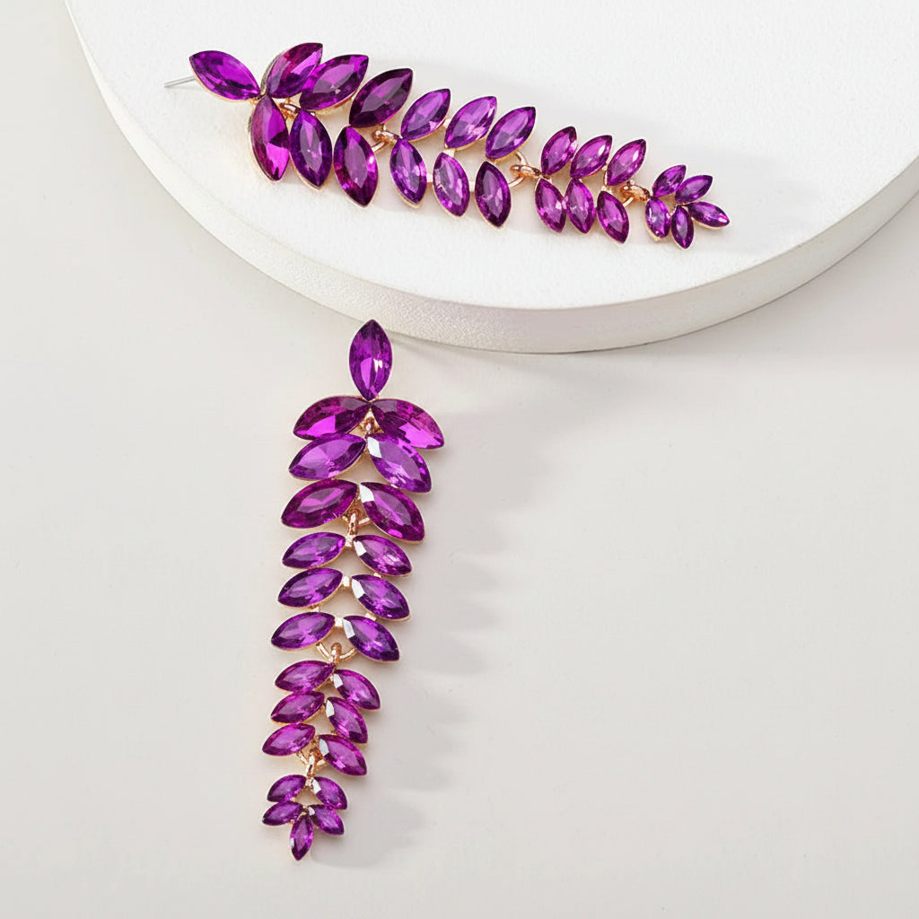 Leaf Shiny Glss Decor Dangle Drop Earrings