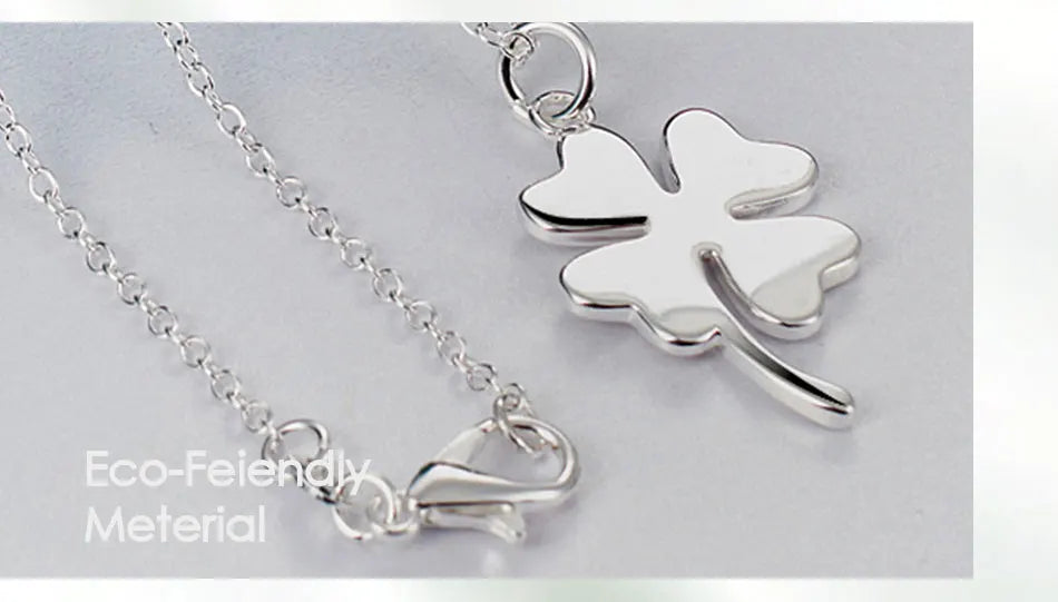 DOTEFFIL 925 Sterling Silver Four-Leaf Clover Pendant Necklace 16-30 Inch Chain For Woman Fashion Wedding Charm Jewelry