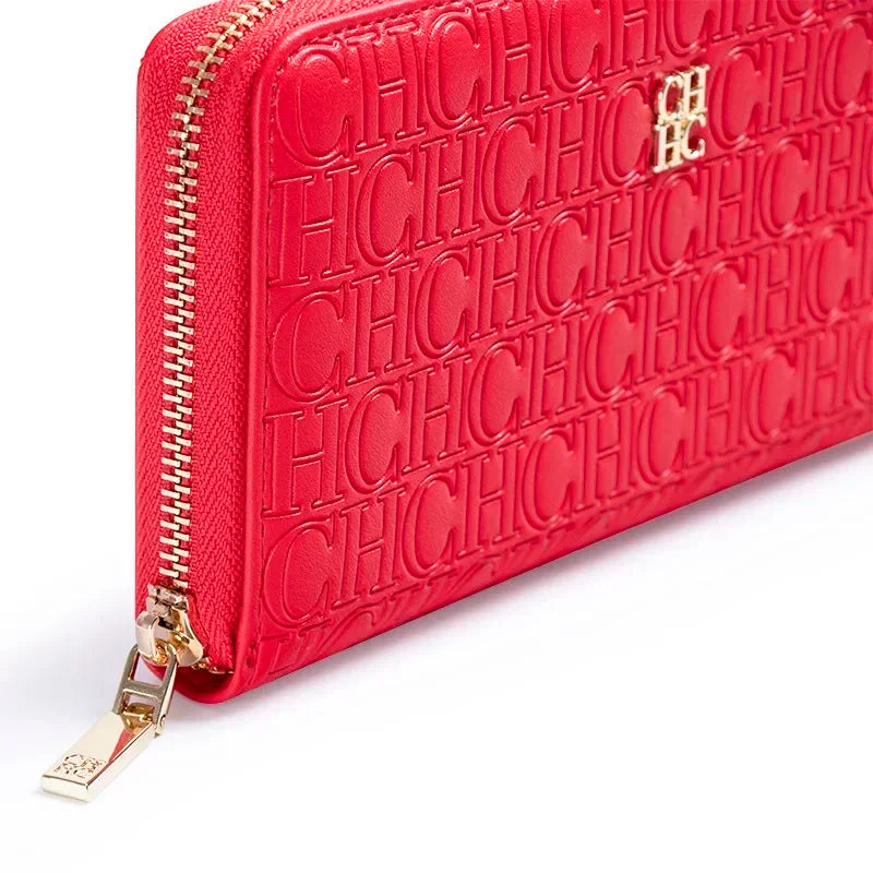 CH Women's Luxury Handbags Compact Wallet Minimalist Design with Embossed Initials Women's Coin Purse Portable Leather Wallet