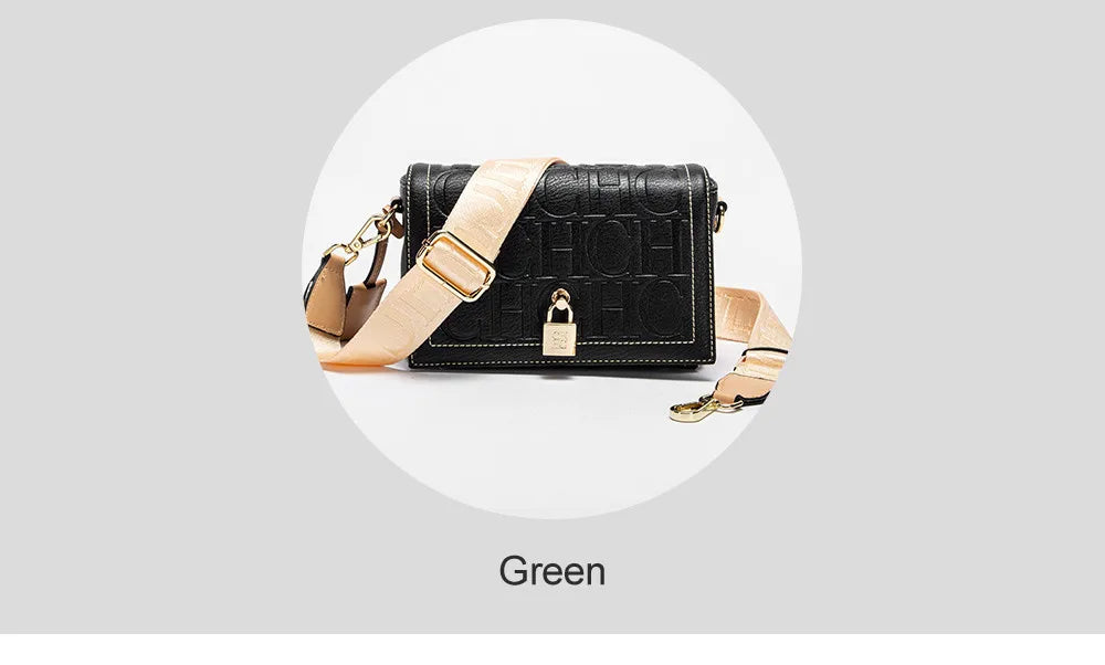 Fashion Design Model Metal Accessories Buckle Women's Shoulder Bag Luxury Brand 2025 New Fashion Solid Colour Printed Head Bag