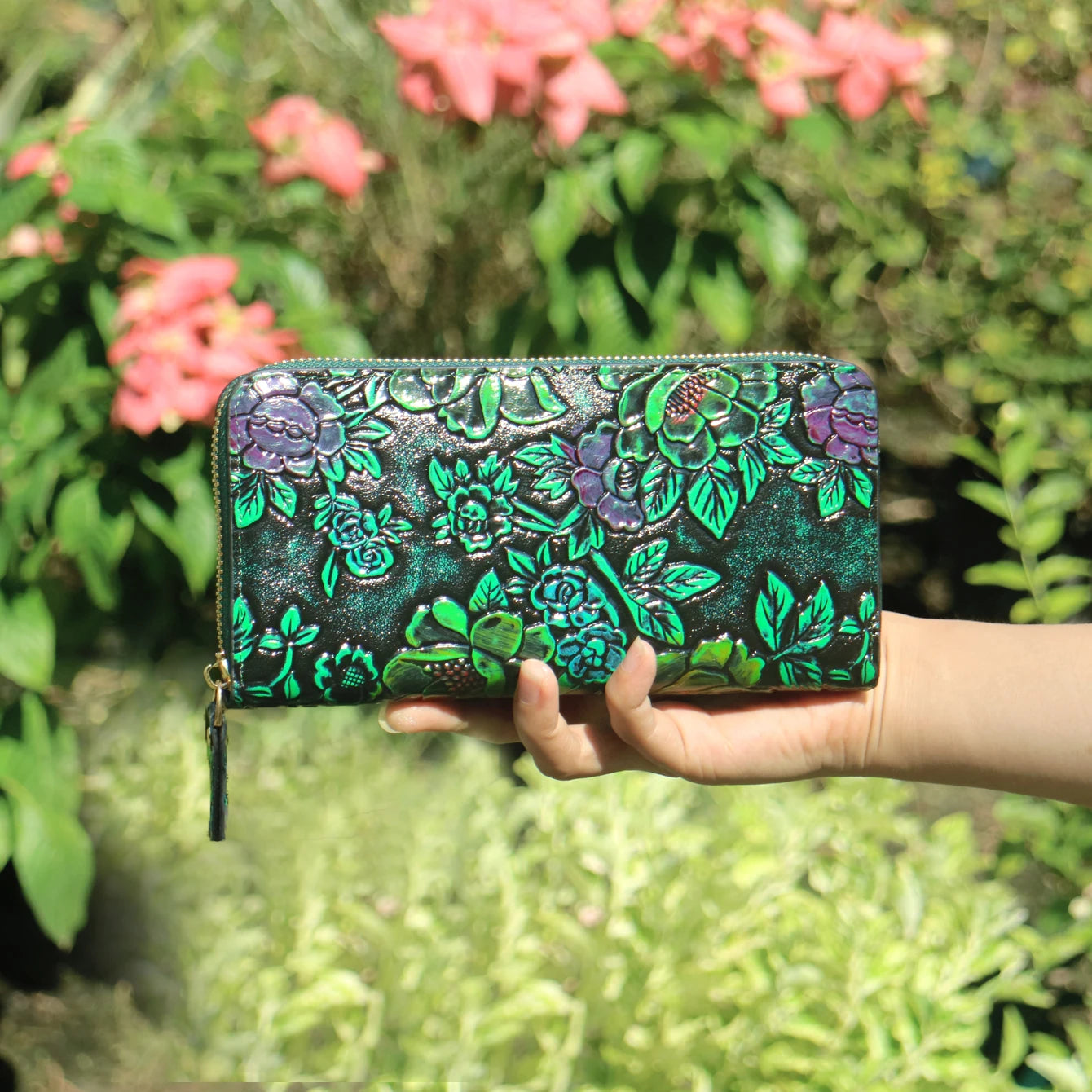 Wallet Women Large Capacity Card Holder Purse Floral Womens Leather Wallets Long Female Coin Purse Evening Clutch Bag