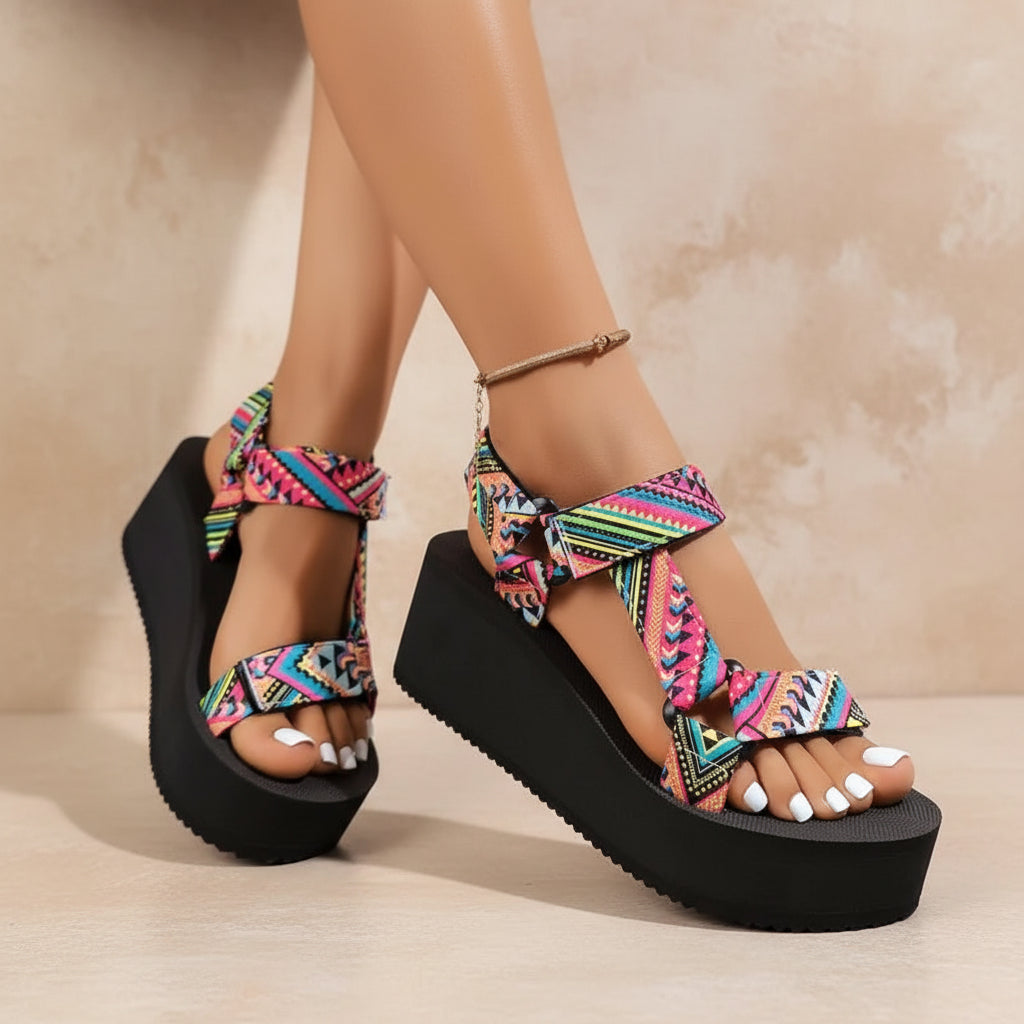 Ladies new summer thick soled shoes Women comfort cloth Sandals Beach Set Foot Sandals exposed toe Light Casual Slippers Zapatos