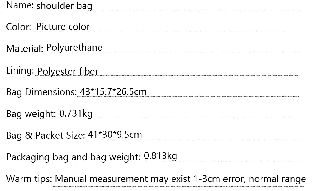 Large Shoulder Bag 43x26.5x15.7cm, Lightweight Foldable PU Tote Bag, Spacious Work Travel Purse, Multipurpose Carryall