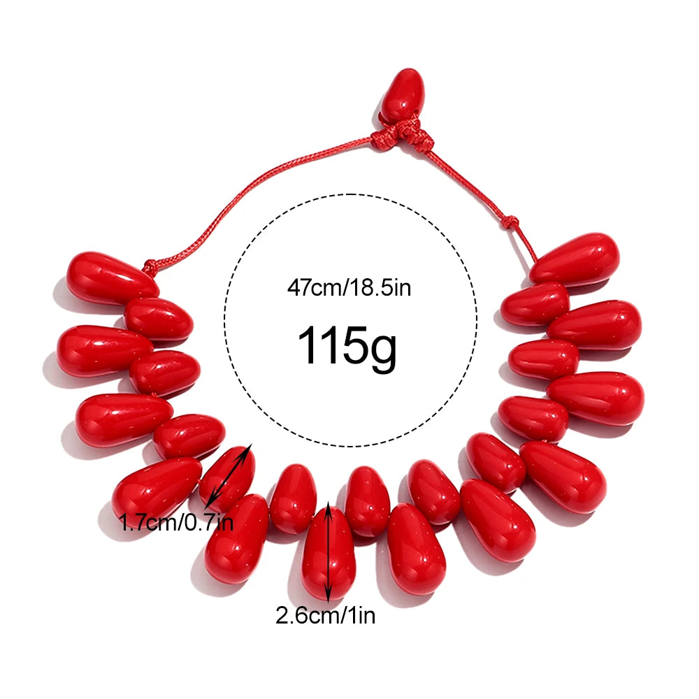 Handmade Colorful Resin Waterdrop Beaded Choker Necklaces for Women Exaggerated Acrylic Geometric Pendant Neck Boho Jewelry Gift