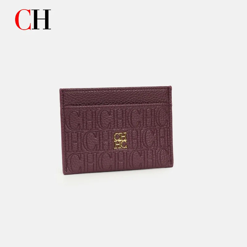 New Fashion CH Embossed Card Holder Slim Minimalist Credit Card Wallet for Women & Men Portable ID Card Case with Multiple Slots