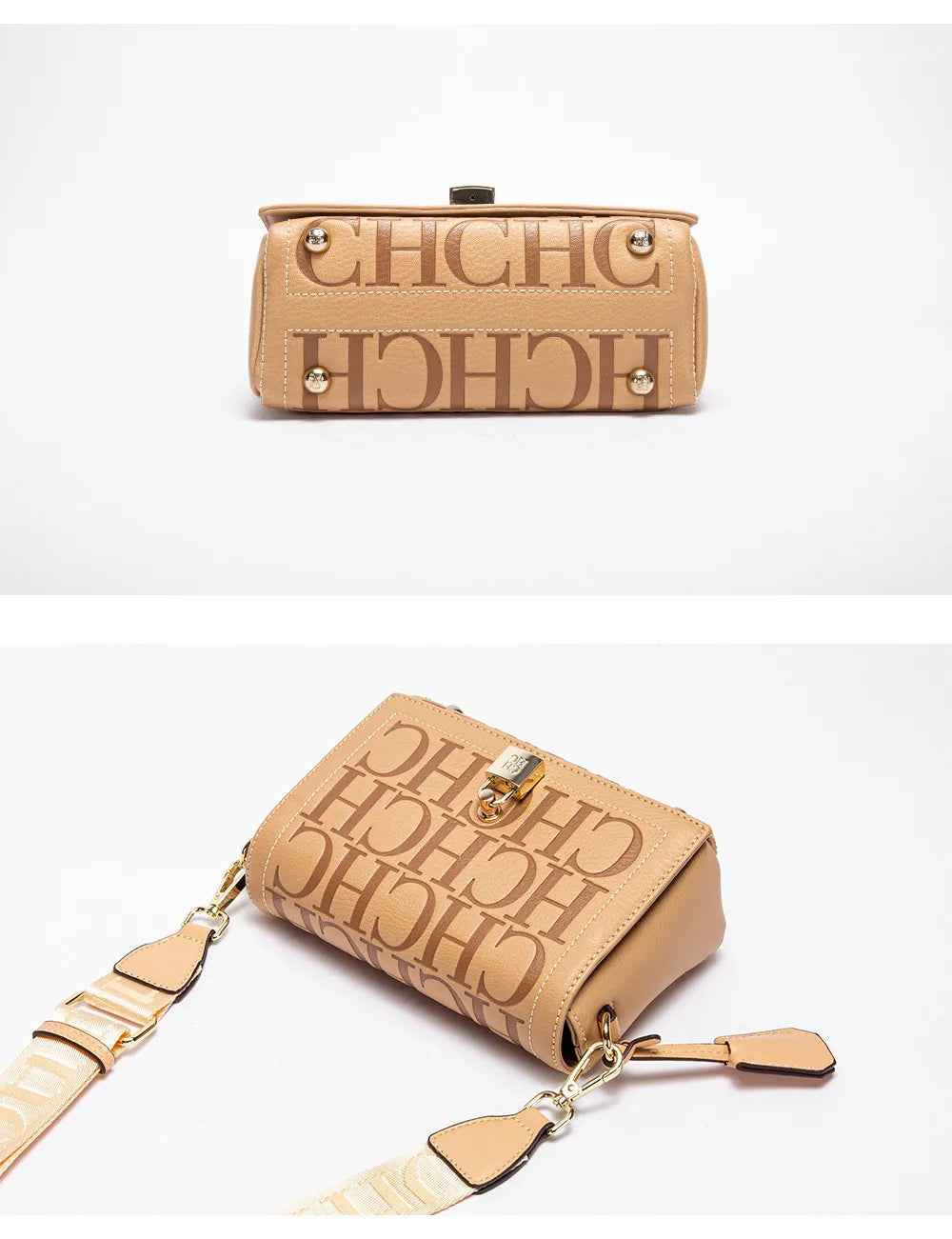 Fashion Design Model Metal Accessories Buckle Women's Shoulder Bag Luxury Brand 2025 New Fashion Solid Colour Printed Head Bag