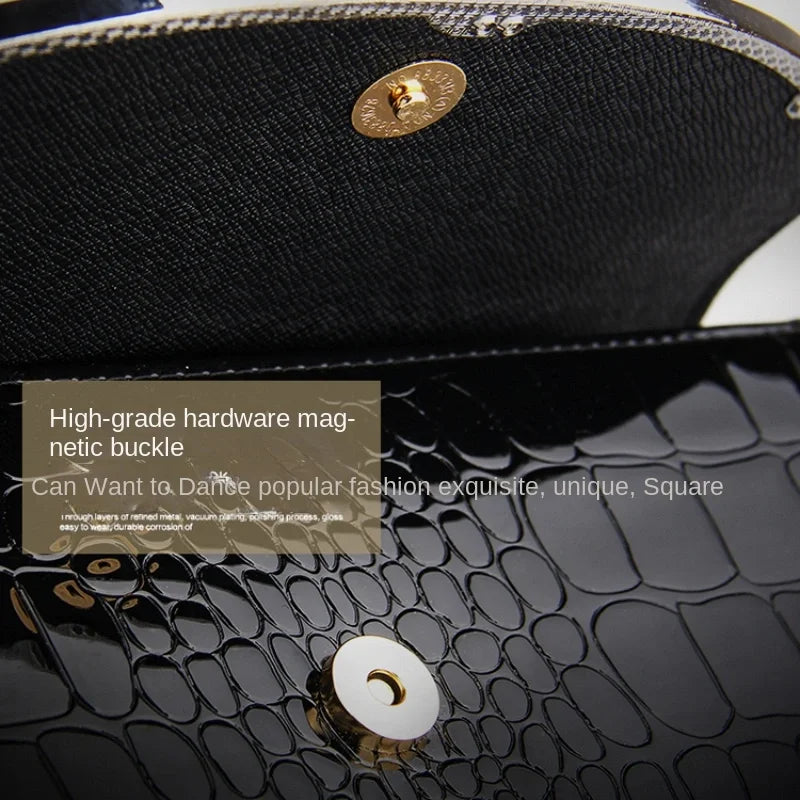 Patent Leather Chain Clutch Bag