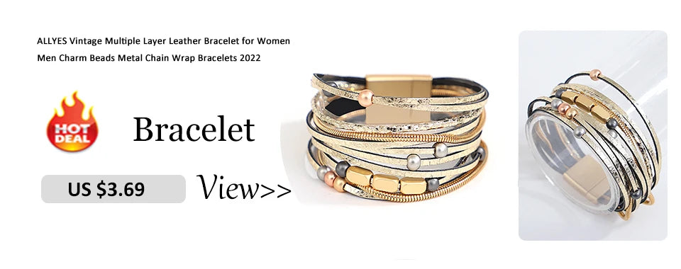 ALLYES Vintage Hollow Round Weave Leather Bracelet for Women Men Ethnic Pattern Multilayer Wrap Wide Bracelets Boho Jewelry