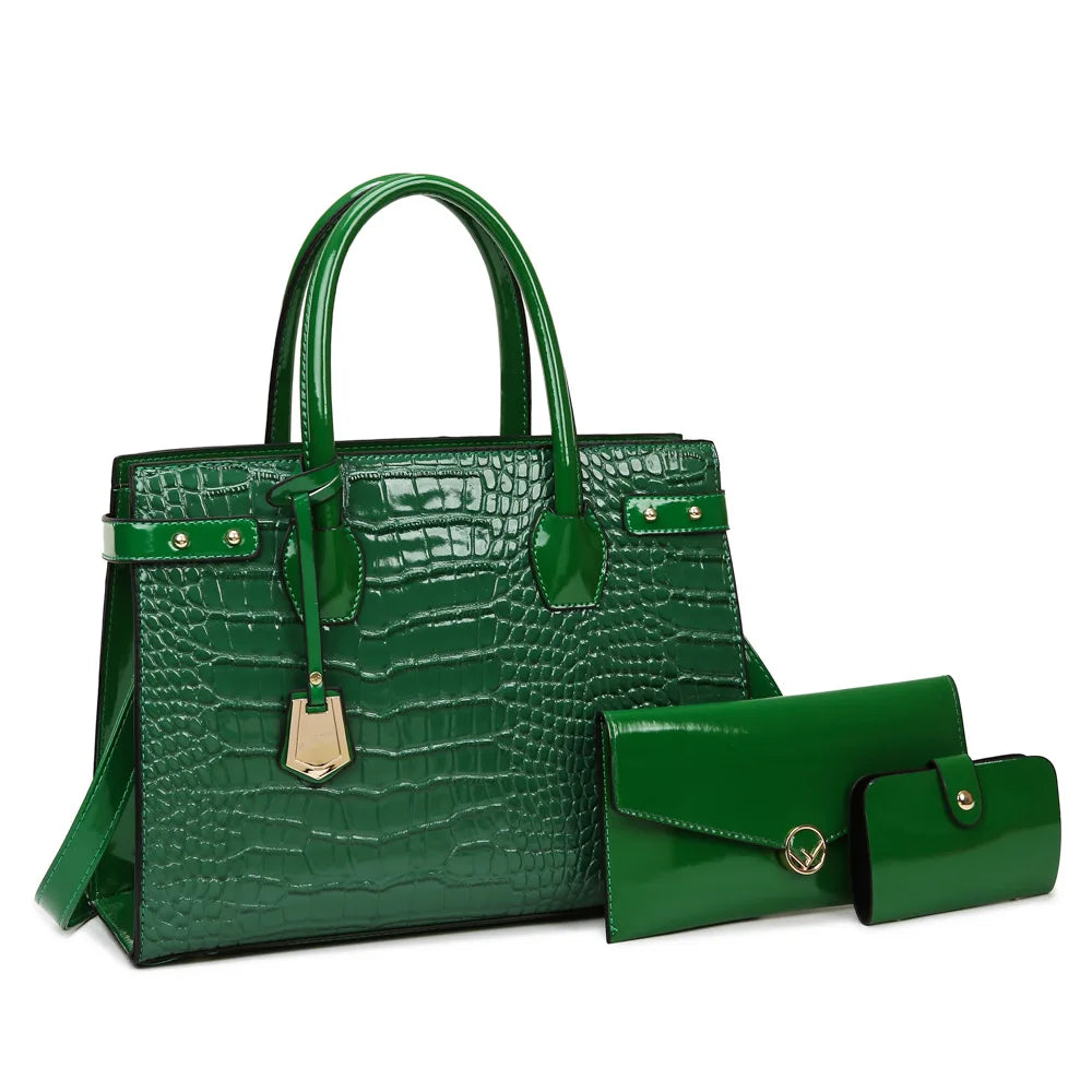 Retro Ladies Three-piece Set Mother-daughter Crossbody Bag Crocodile Pattern Texture Single-shoulder Hand-held Diagonal Bag