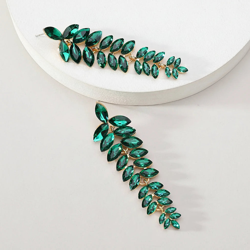 Leaf Shiny Glss Decor Dangle Drop Earrings