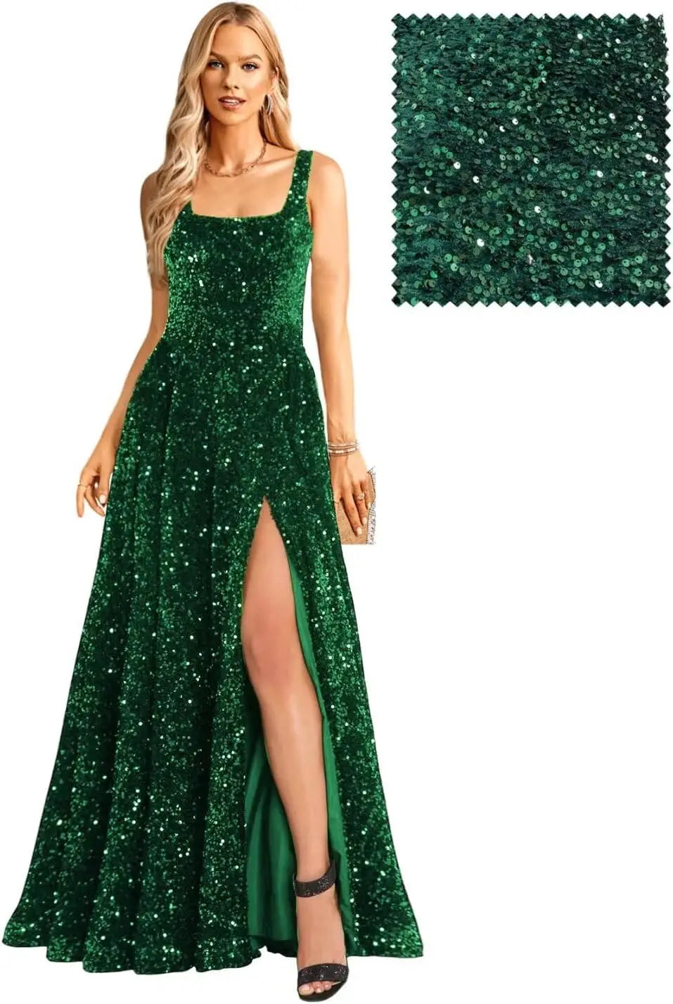 Elegant Women's Long A Line Prom Dresses with Pockets Formal Evening Ball Gowns with Sleeves Glitter Party Dress Elegant 2026