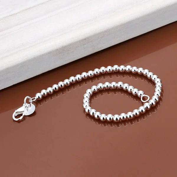 925 Sterling Silver Bracelets  Fashion Jewelry Charm Women Chain Lady Wedding 6MM Beads  Factory Price