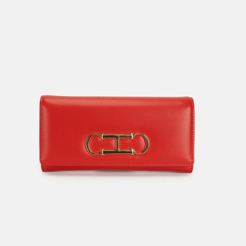 CH Womens Long Wallet Clutch Purse with Gold Metal Logo Large Capacity Card Holder Coin Purse for Ladies