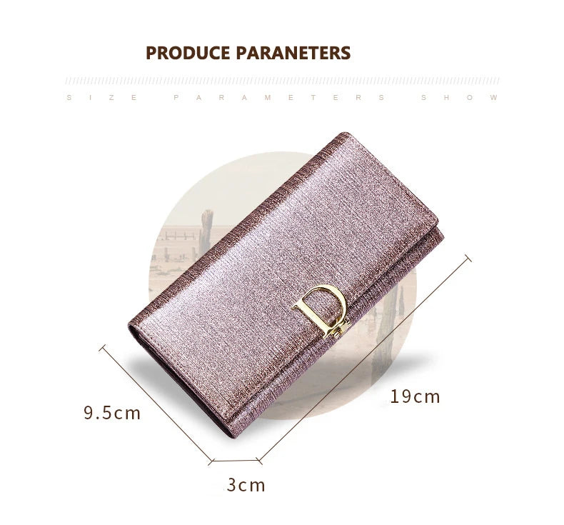 2025 New Women's Wallet, Long Wallet, Pearl D-Buckle, Large Capacity, Multiple Slots, Genuine Cowhide Wallet, Clutch Bag