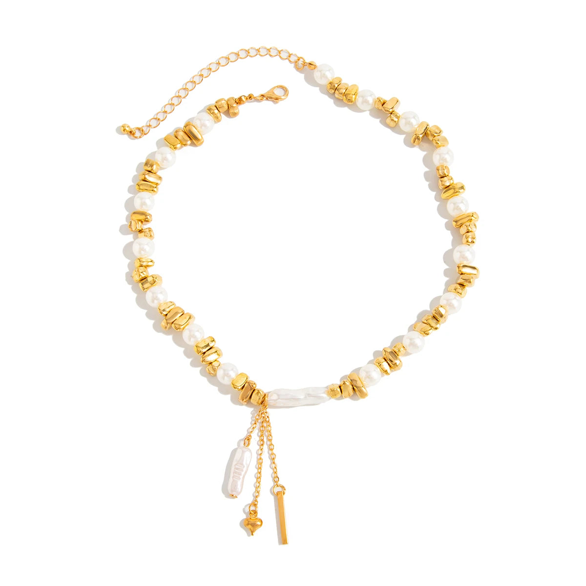 Salircon Vintage Irregular Beads Chain Necklace Women Boho Exquisite Imitation Pearl Wedding Bridal Clavicle Choker Y2K Jewelry