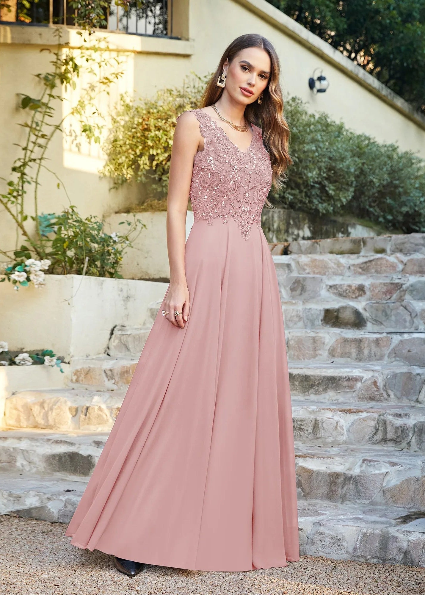 Navy Blue Chiffon Lace Beaded Evening Dresses V Neck Crystal Sleeveless Elegant Formal Party Prom Gowns Vestido De Fiesta Bride
