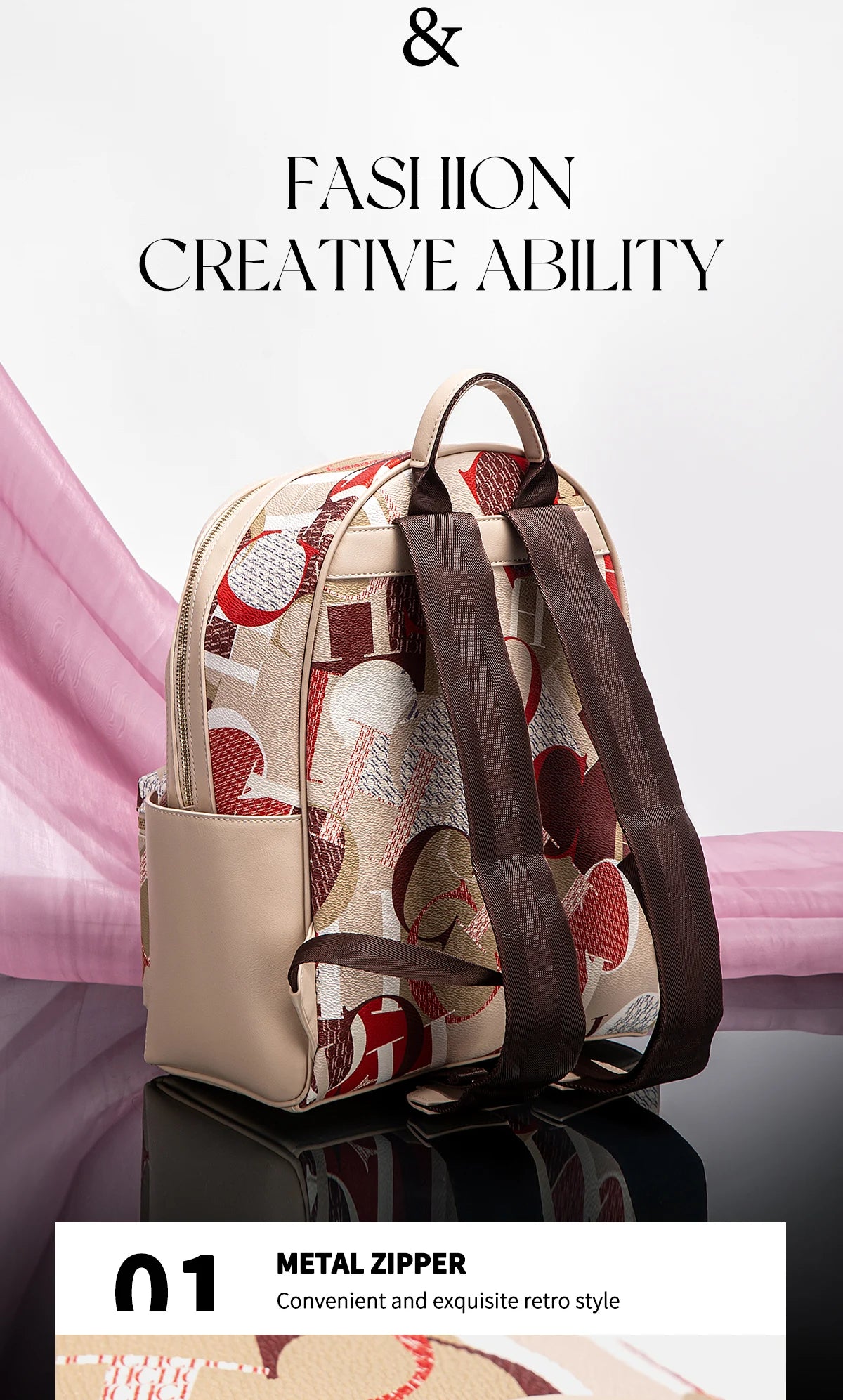 CH Unique Printed Design Women's Backpack Rugged Backpack Fashion Women's Backpack New 2025 Large Capacity Printed Travel Bag