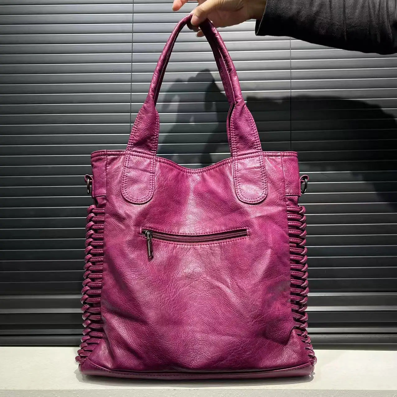 Ladies' Fashion Street Y2K Hot Girl Washed Used Motorcycle Bag Large Capacity Retro Single Shoulder Handbag