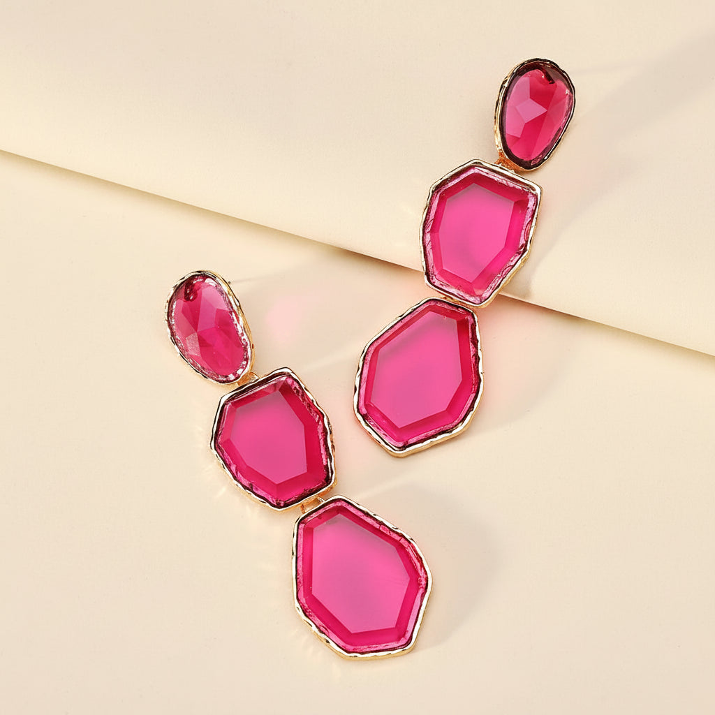 Creative Design Popular Luxury Geometric Resin Charm Long Dangle Drop Earrings For Women Trend Unusual Pendant Jewelry Gift