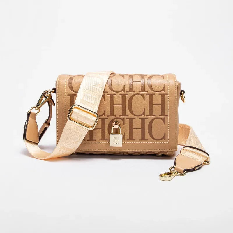Fashion Design Model Metal Accessories Buckle Women's Shoulder Bag Luxury Brand 2025 New Fashion Solid Colour Printed Head Bag
