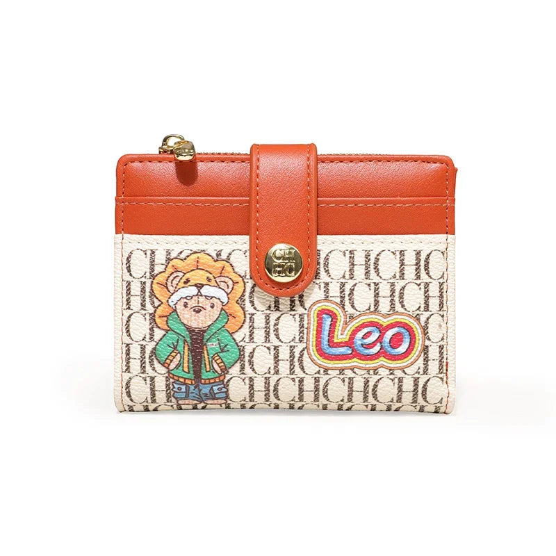 CH Women's Money Clip Niche Design Premium Feeling Card Wallet Twelve Zodiac Signs Animated Patterns Printed Design Wallet High