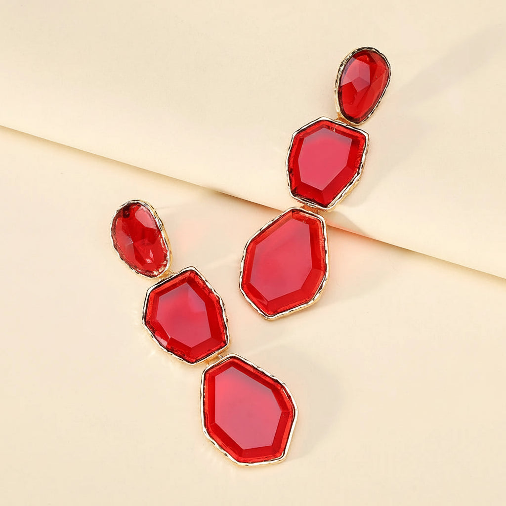 Creative Design Popular Luxury Geometric Resin Charm Long Dangle Drop Earrings For Women Trend Unusual Pendant Jewelry Gift