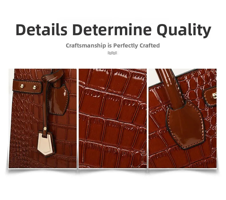 Retro Ladies Three-piece Set Mother-daughter Crossbody Bag Crocodile Pattern Texture Single-shoulder Hand-held Diagonal Bag