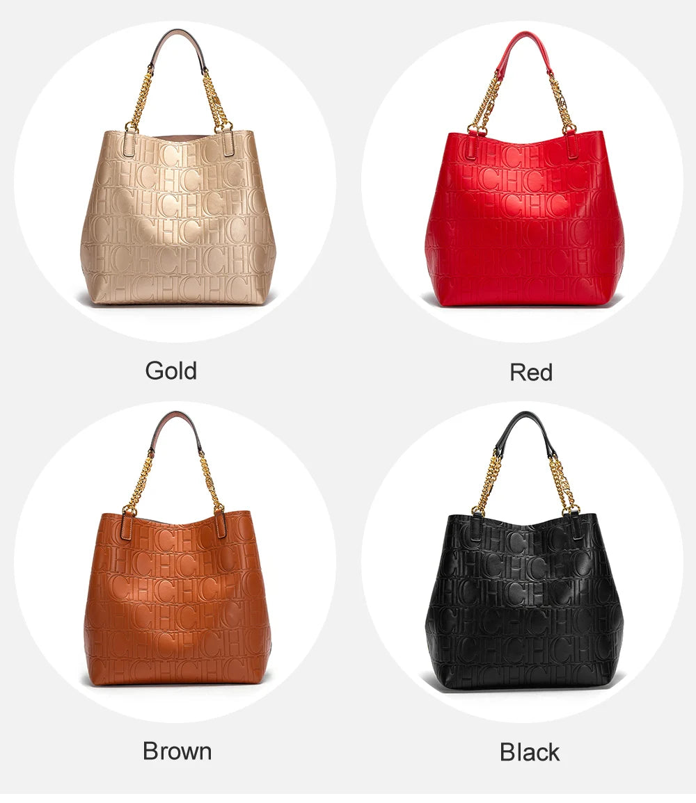 CH High Quality Solid Color Simple Style Women's Large Capacity Handbag Suitable Daily Commuting Fashionable Versatile