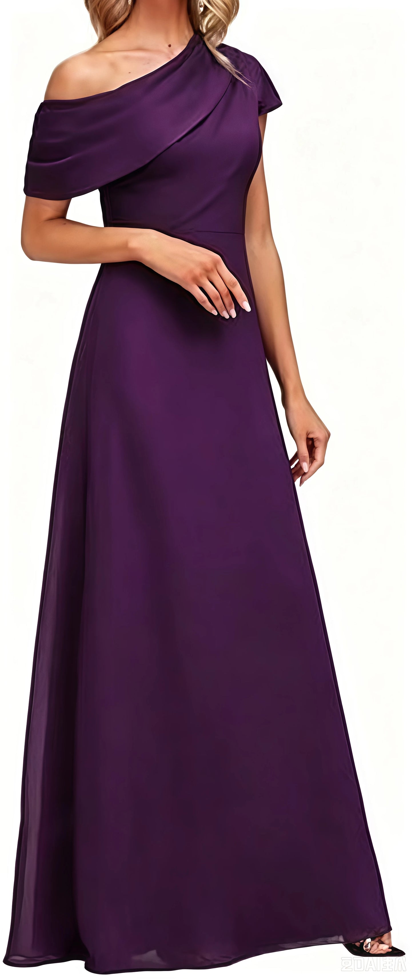 Women's Formal Mother of The Bride Dress Long Floor Length One Shoulder Evening Gown for Wedding Party Cocktail Garden Prom Ball