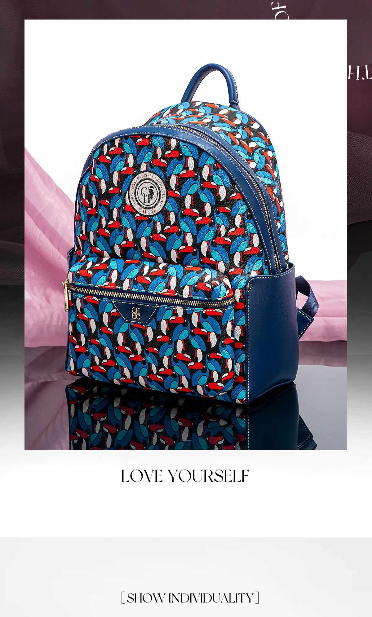 CH Unique Printed Design Women's Backpack Rugged Backpack Fashion Women's Backpack New 2025 Large Capacity Printed Travel Bag
